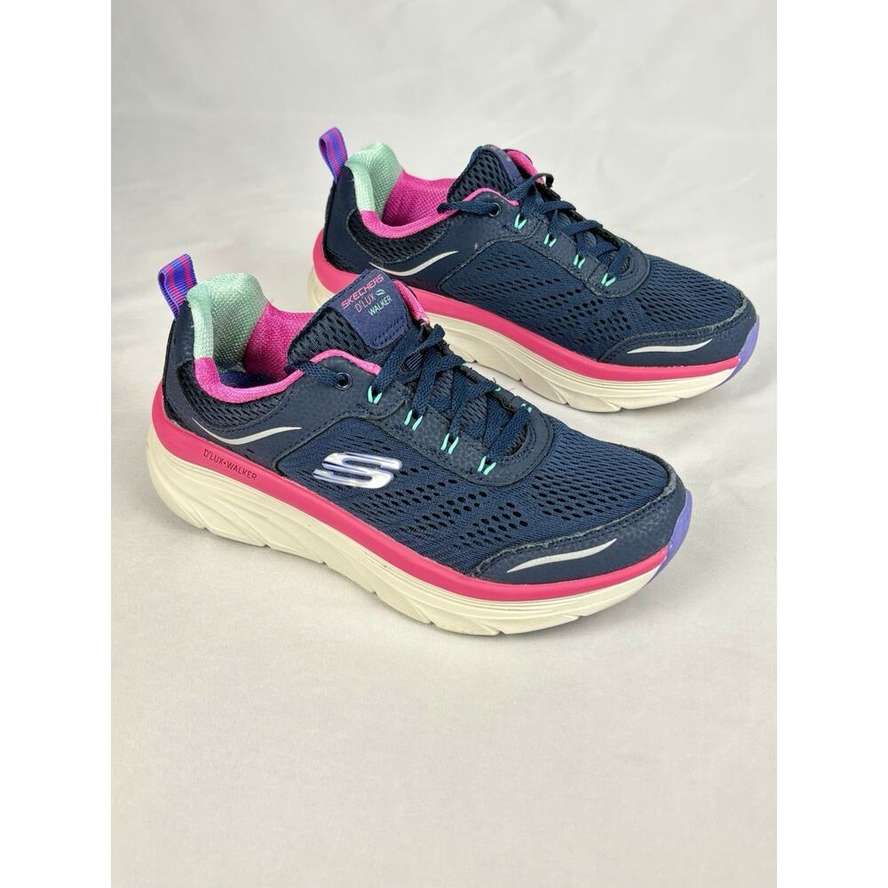 SKECHERS D'LUX WALKER Infinite Motion Mesh Shoes Navy Blue Pink Womens Size US 7 - Picture 3 of 16